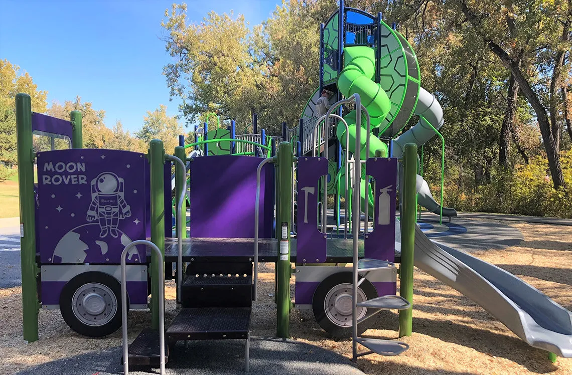 Truck themed playground at Ralston Valley Park in Arvada, CO
